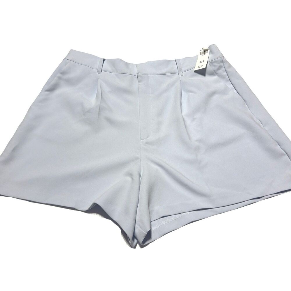 Abercrombie & Fitch Women's Pleated High Rise Shorts Light Blue Size XL NWT